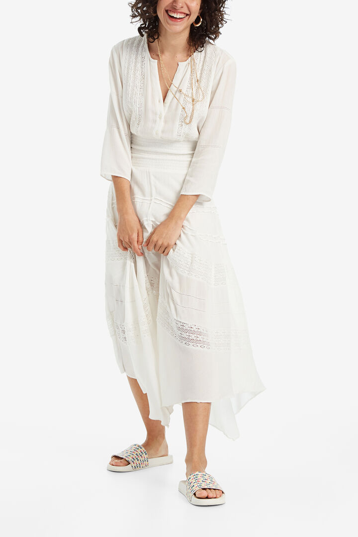 Robe longue broderie anglaise | Desigual