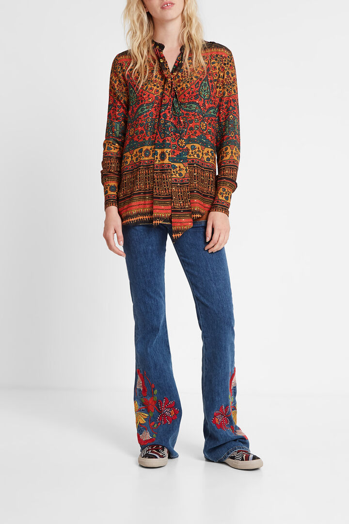 Ethno-Bluse mit Schleife | Desigual