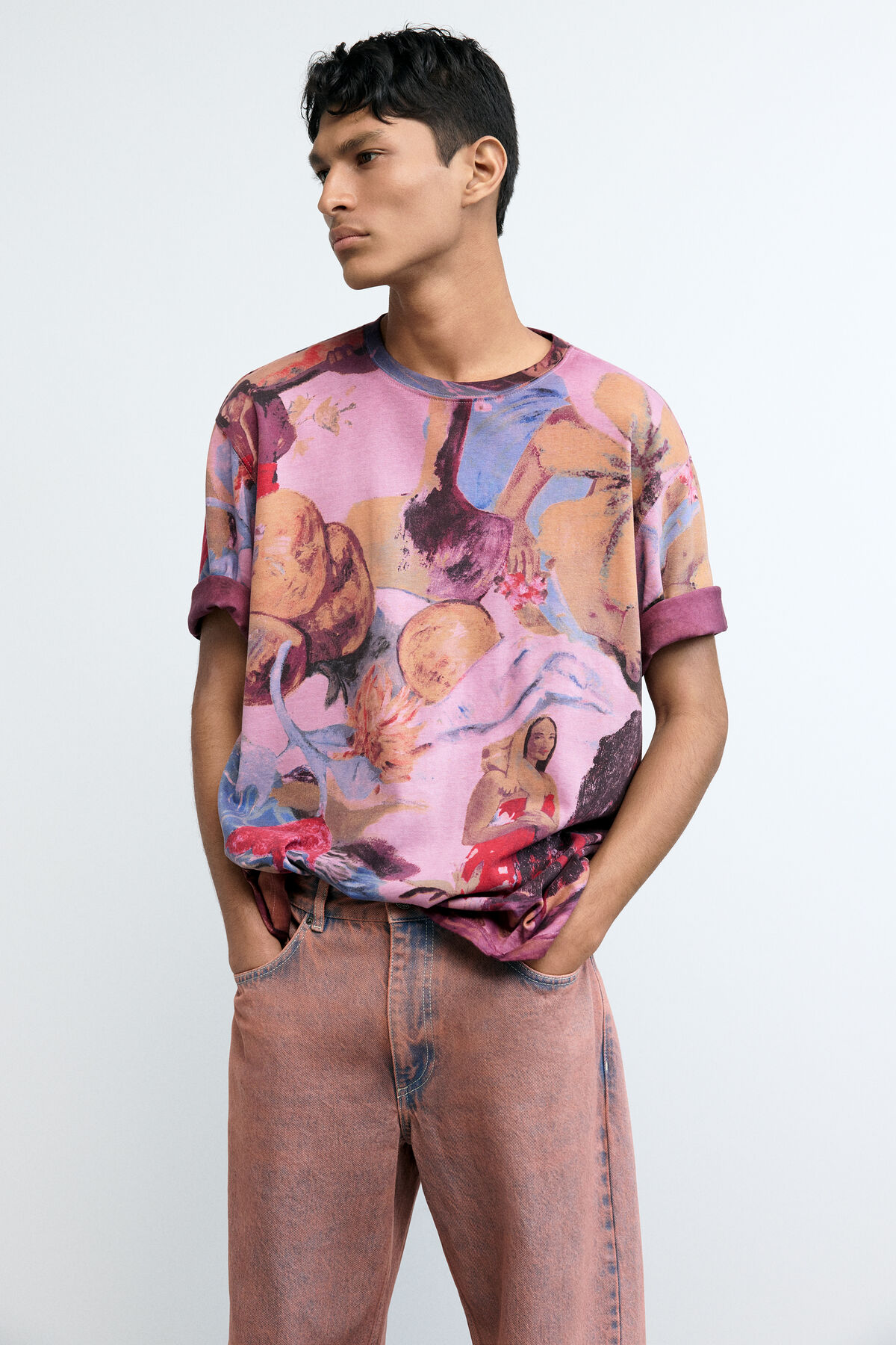 花柄プリントTシャツ 赤 メンズ I Desigual.com