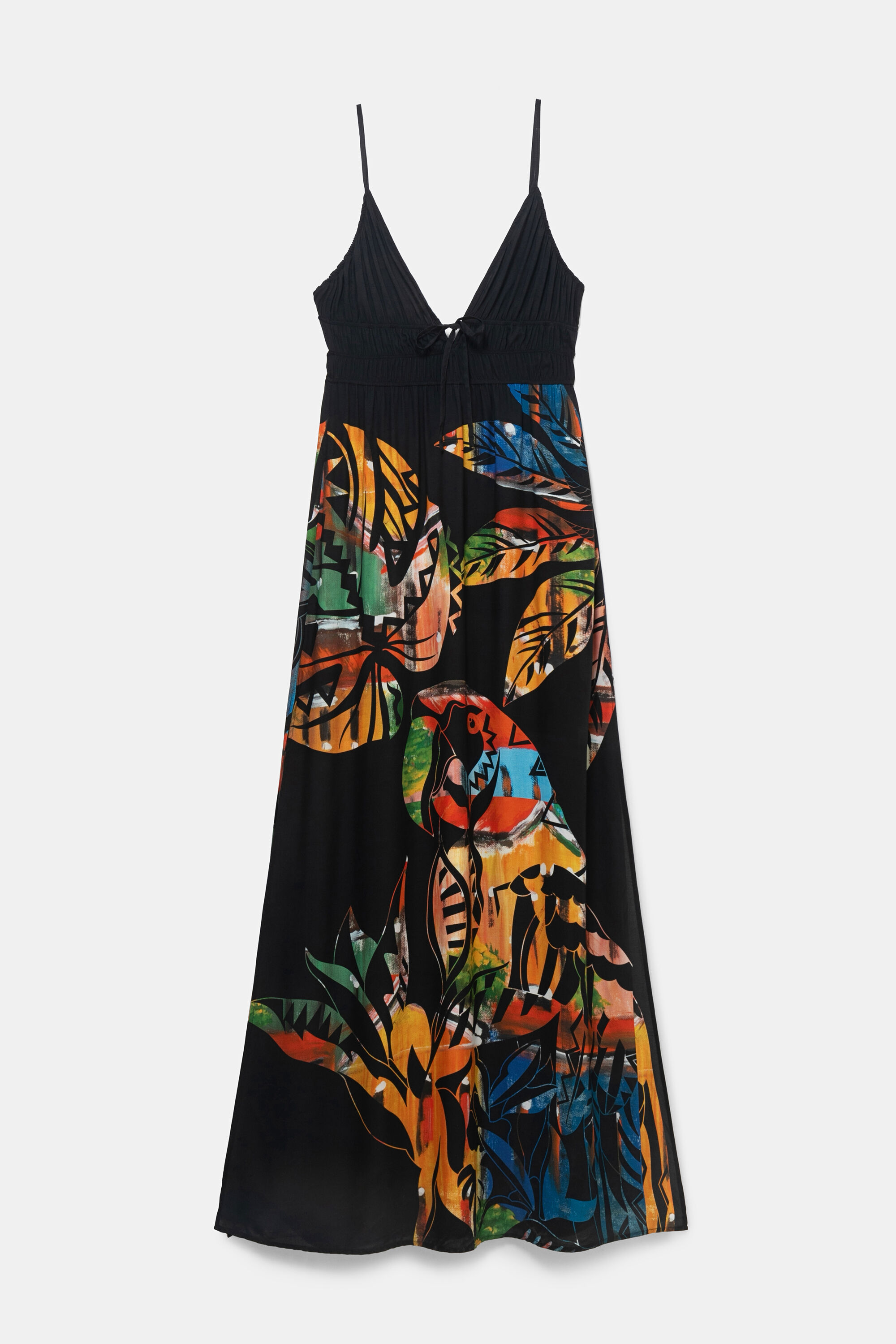 Desigual Damen Kleid Lässig Mit Blumenmuster – ärmellos, Midilänge | Regular Passform, Rundhalsausschnitt