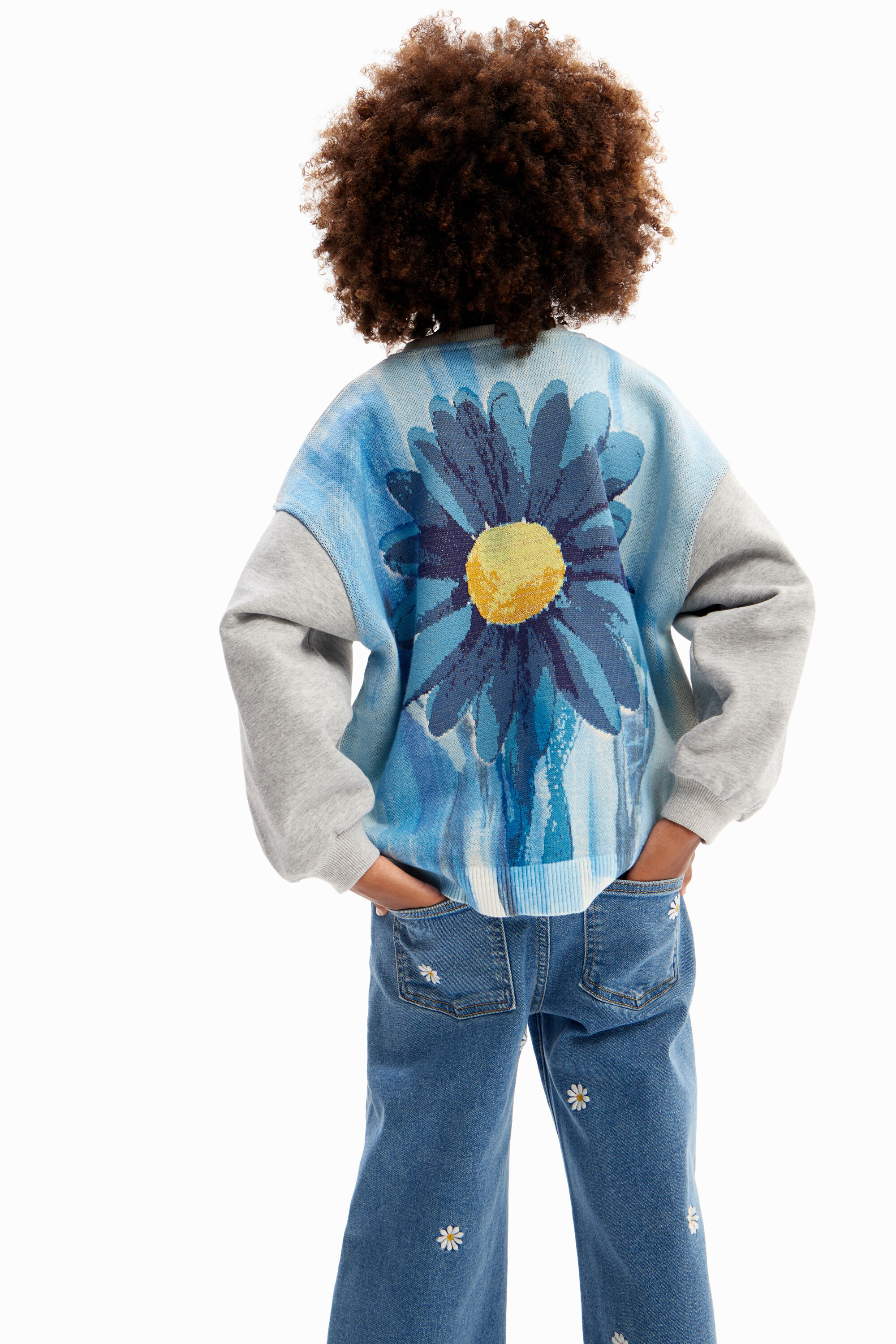 Desigual Oversized sweatshirt with flower illustration