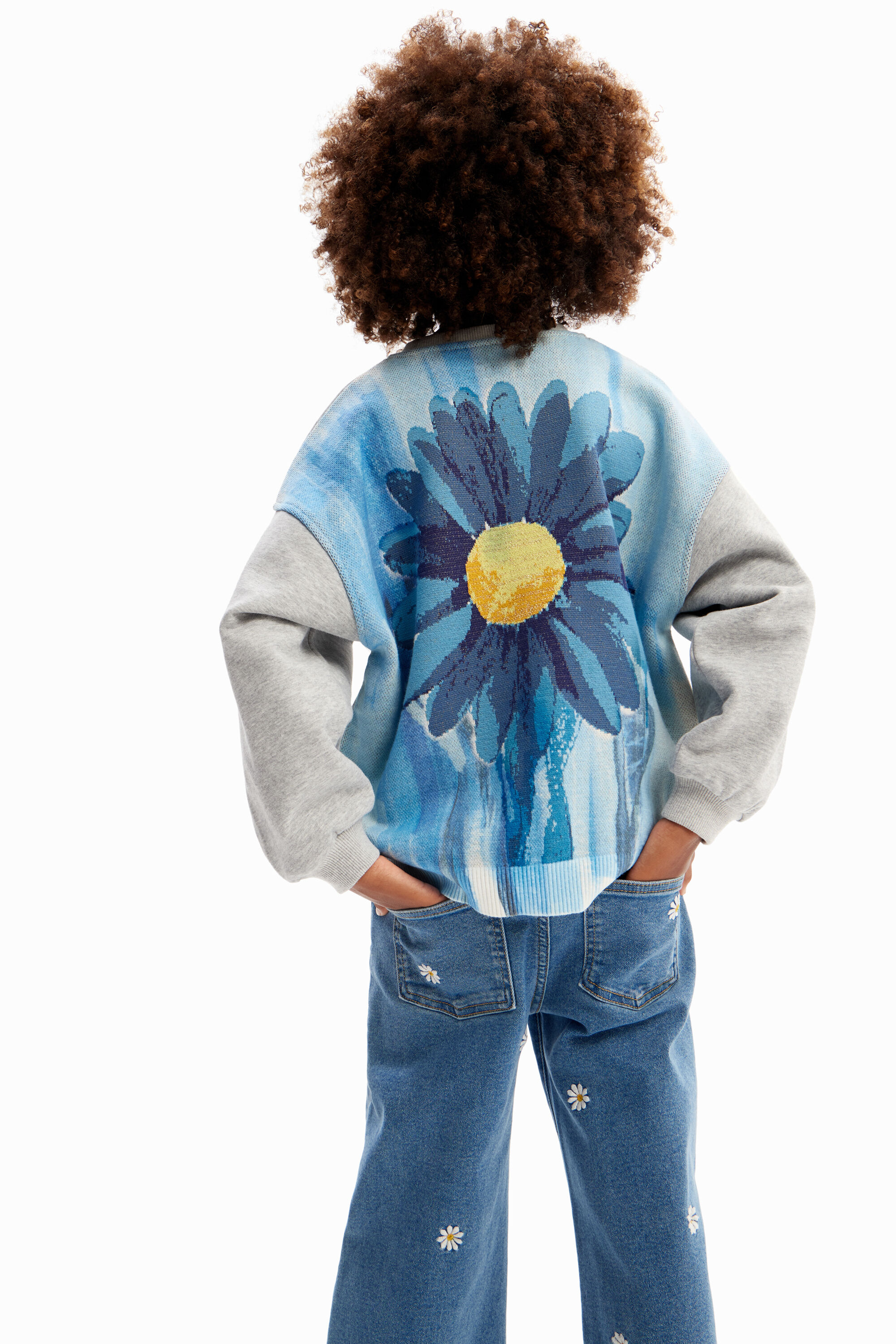 Oversized sweatshirt with flower illustration girls Desigual