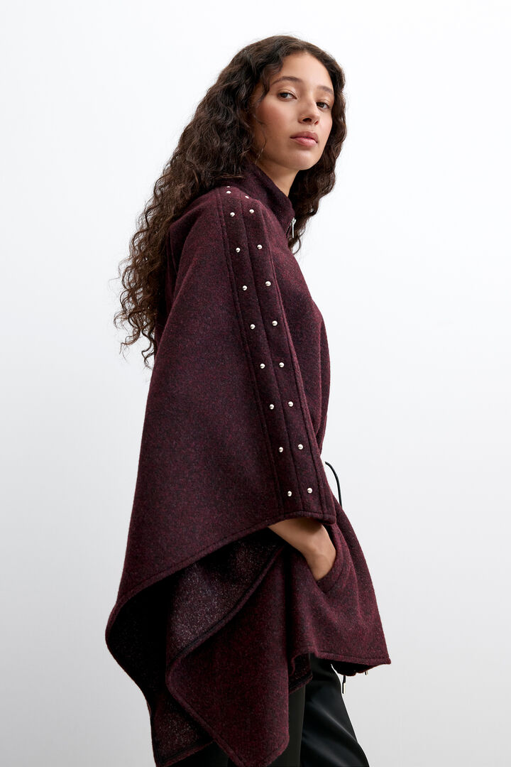 Poncho mit rei&szlig;verschluss und g&uuml;rtel
