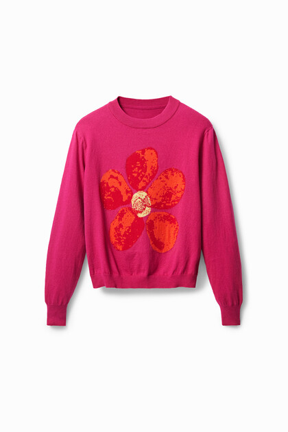 Sweter z motywem dużego kwiatu
