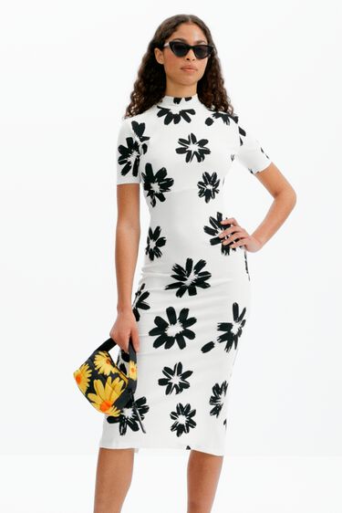 Vestit midi slim flors arty | Desigual
