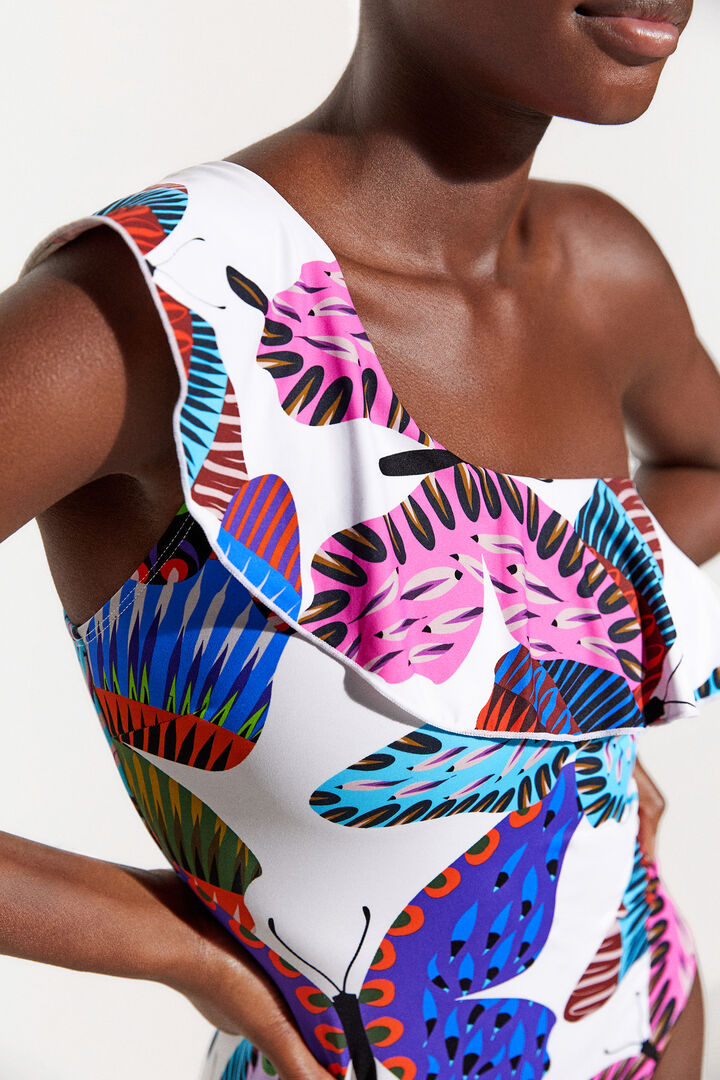 Asymmetrical butterfly swimsuit | Desigual