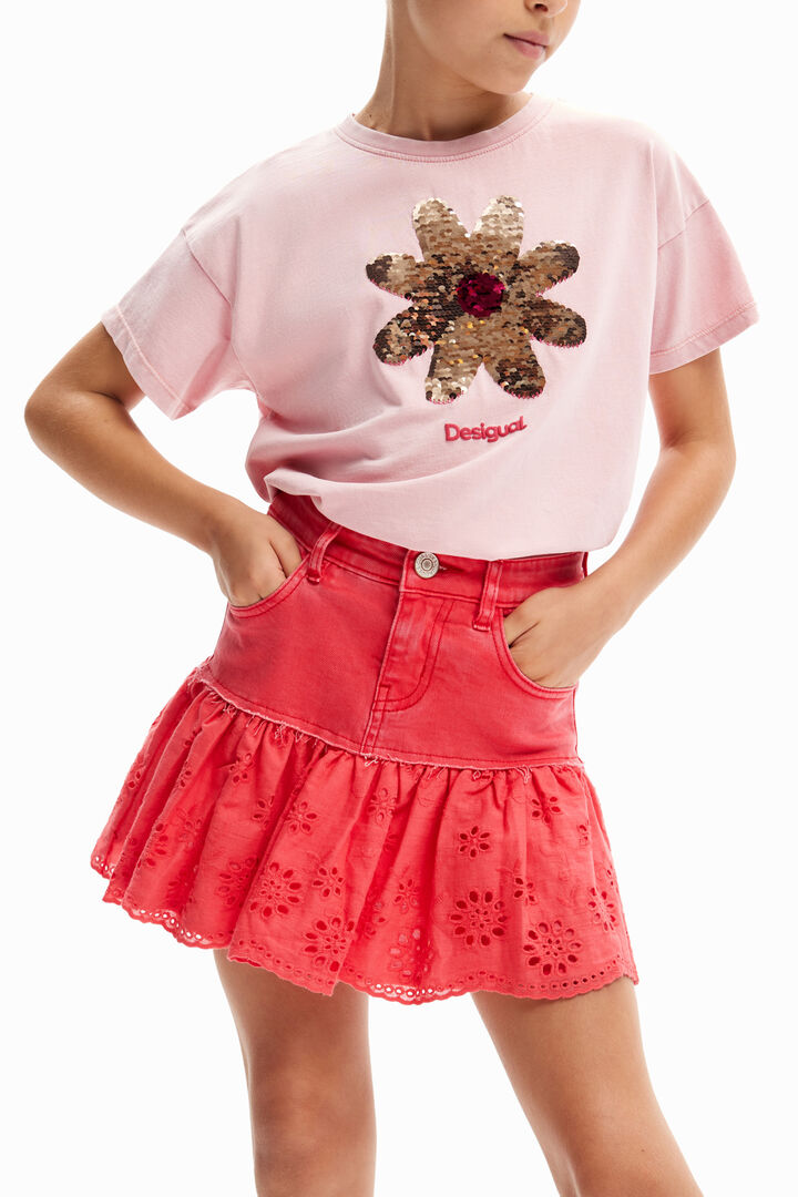 Minifalda vaquera volante brillo | Desigual