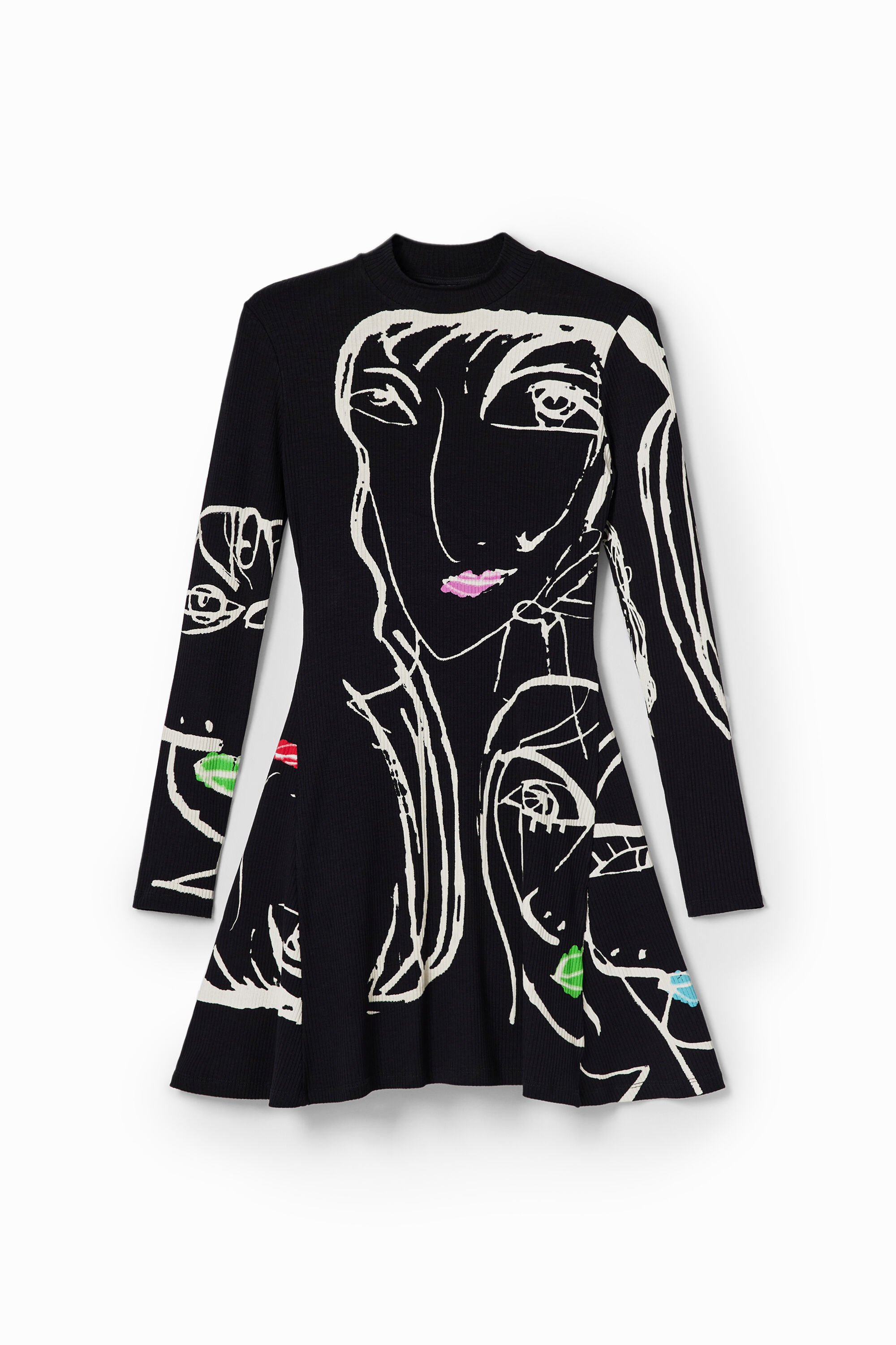 Korte skaterjurk met gezichten