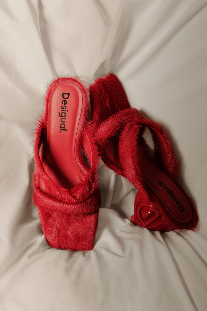 Heart studio fur sandal