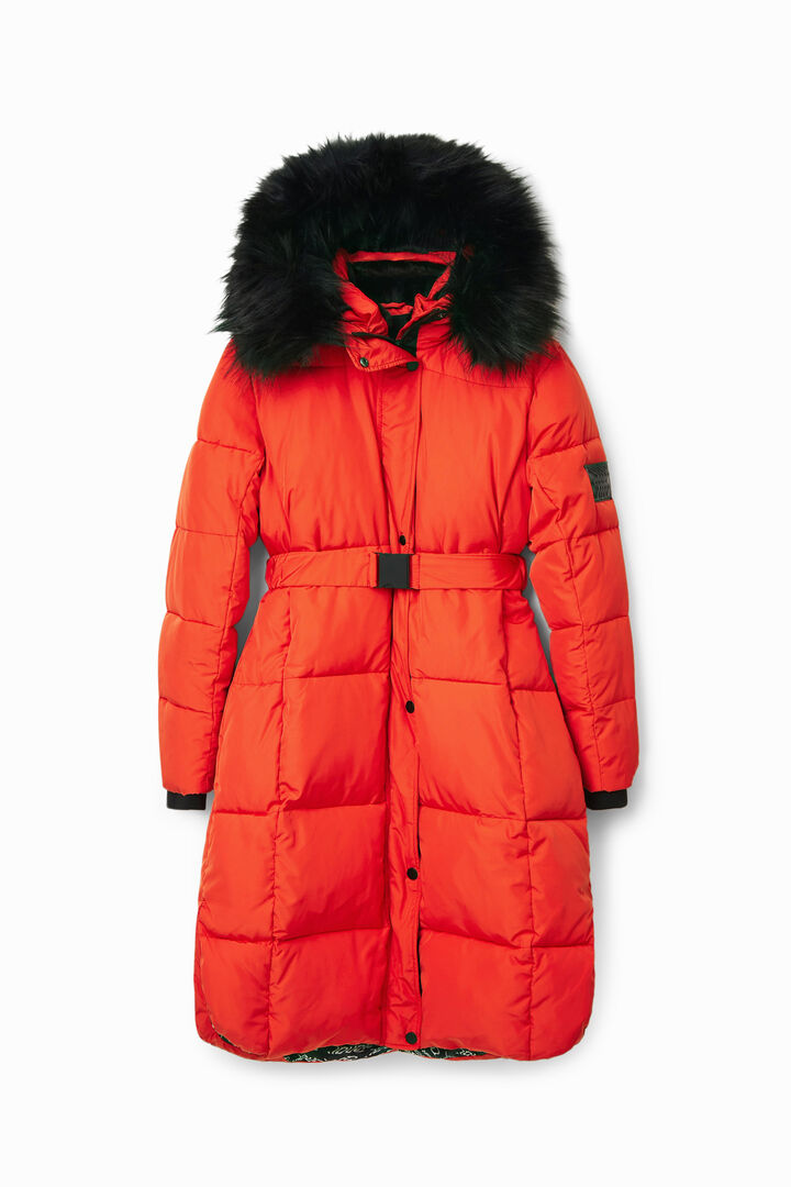 Long padded coat with belt | Desigual