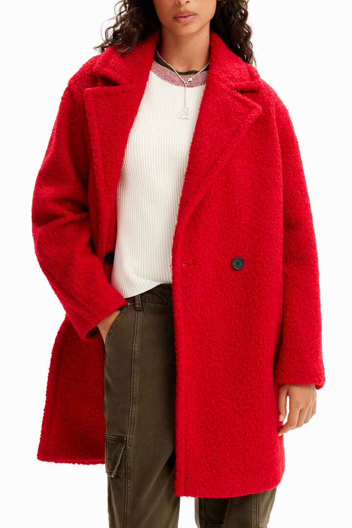 Double-breasted bouclé coat | Desigual