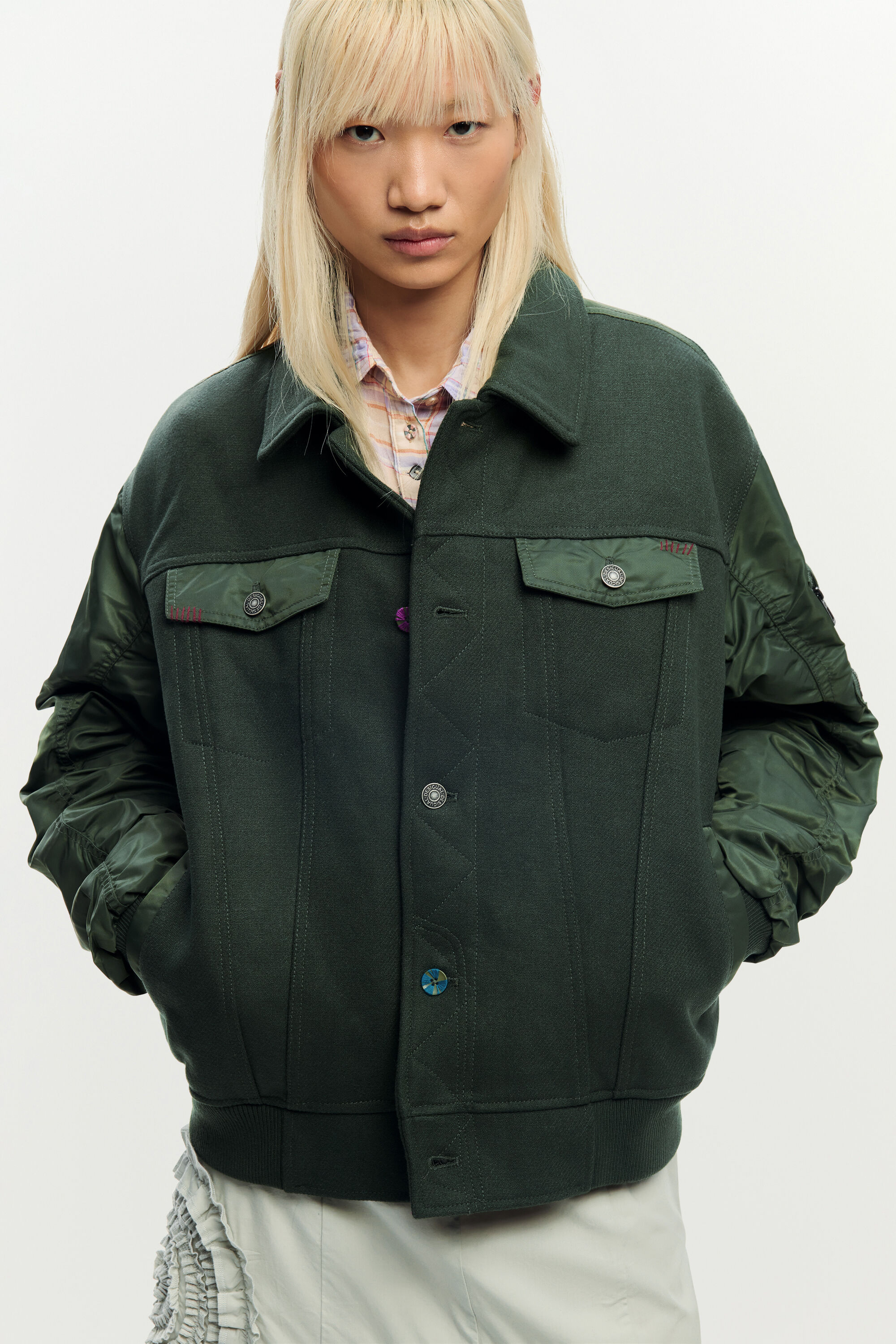 ウール素材のボンバージャケット グレー メンズ I Desigual.com