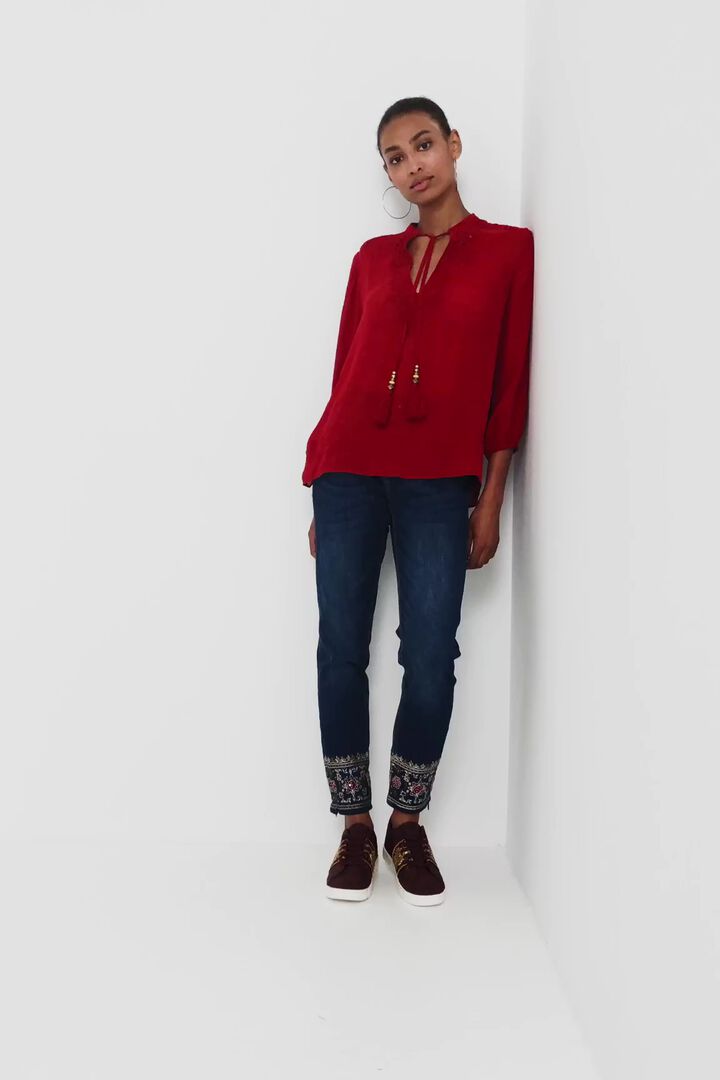 Blusa manga 3/4 cuello pico | Desigual