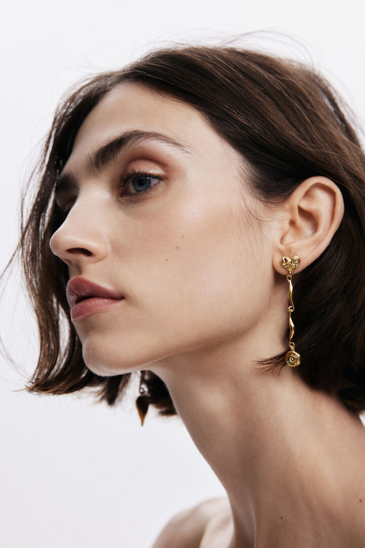 Asymmetric heart earrings gold-plated Zalio | Desigual