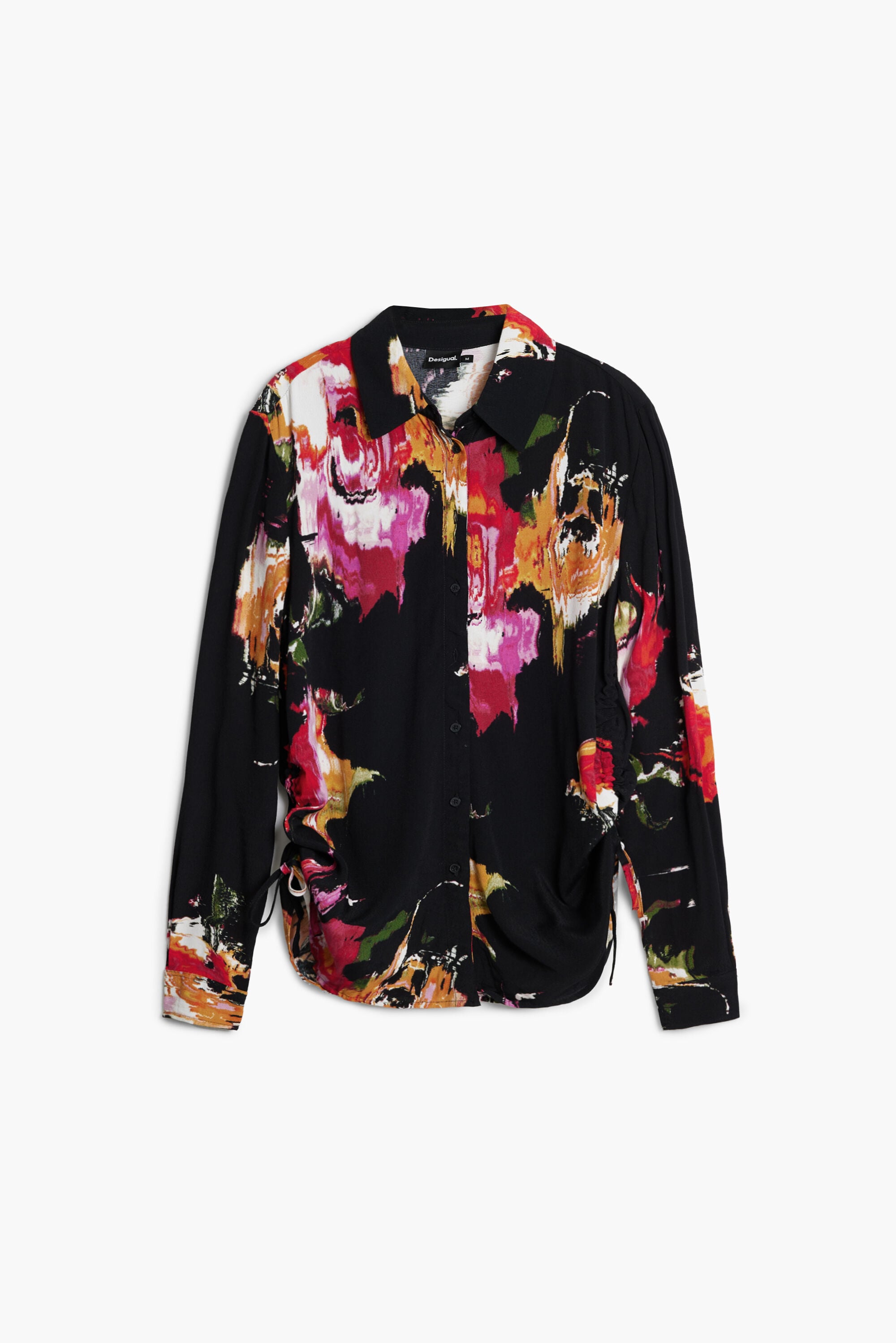 Desigual, Hemd mit Blumenmuster, Viskose, Schwarz, L