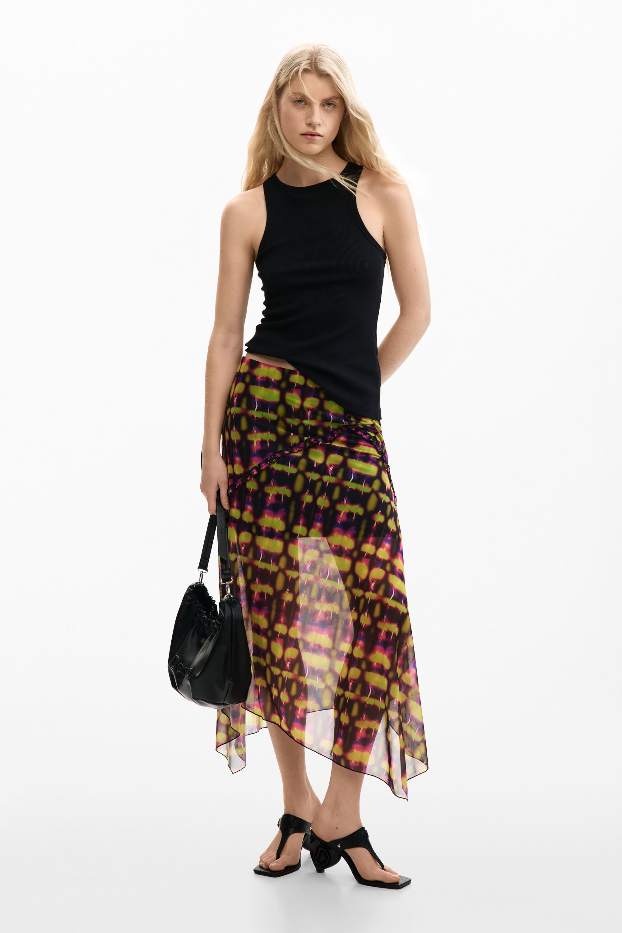Asymmetrical printed skirt