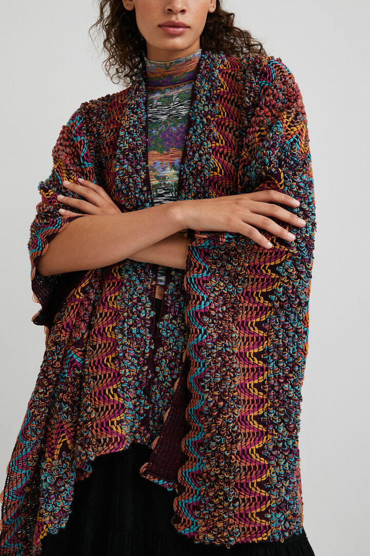 Poncho kaftan marbled wool | Desigual