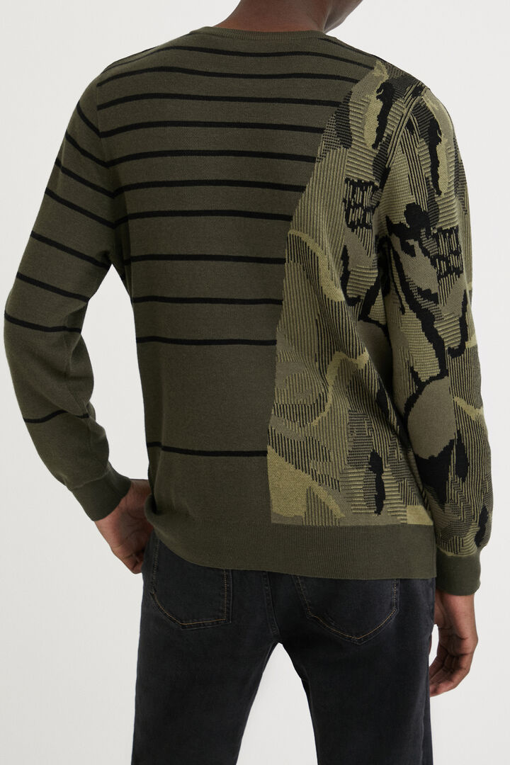Csíkos terepszínű jacquard pulóver | Desigual