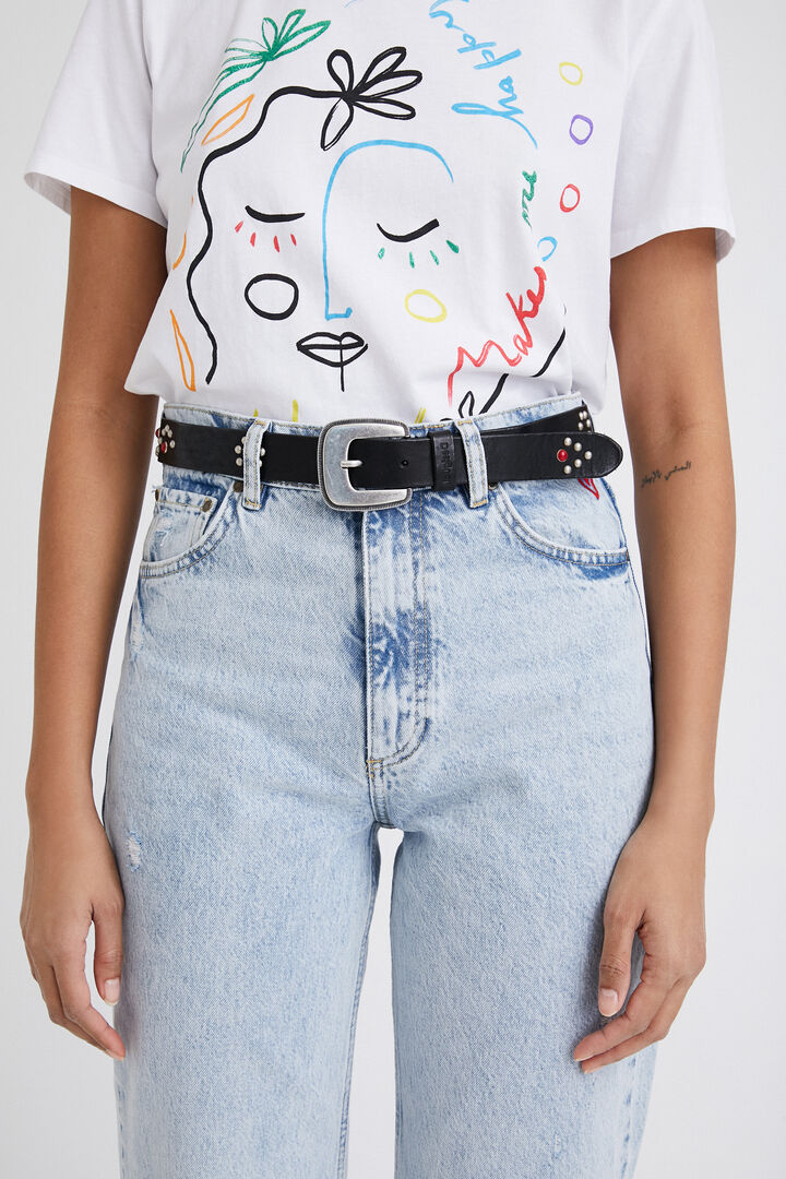 Studded leather belt | Desigual