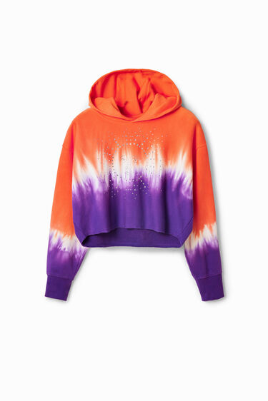 Dessuadora curta tie-dye estràs | Desigual