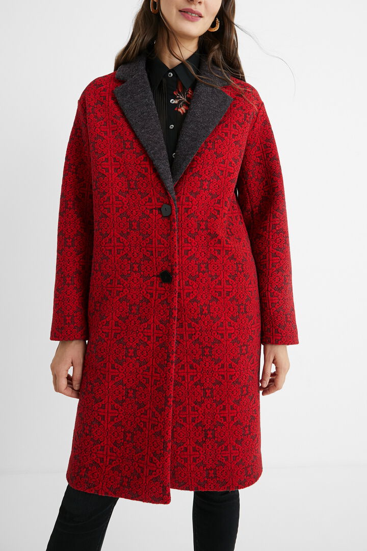 Long tricot coat friezes | Desigual
