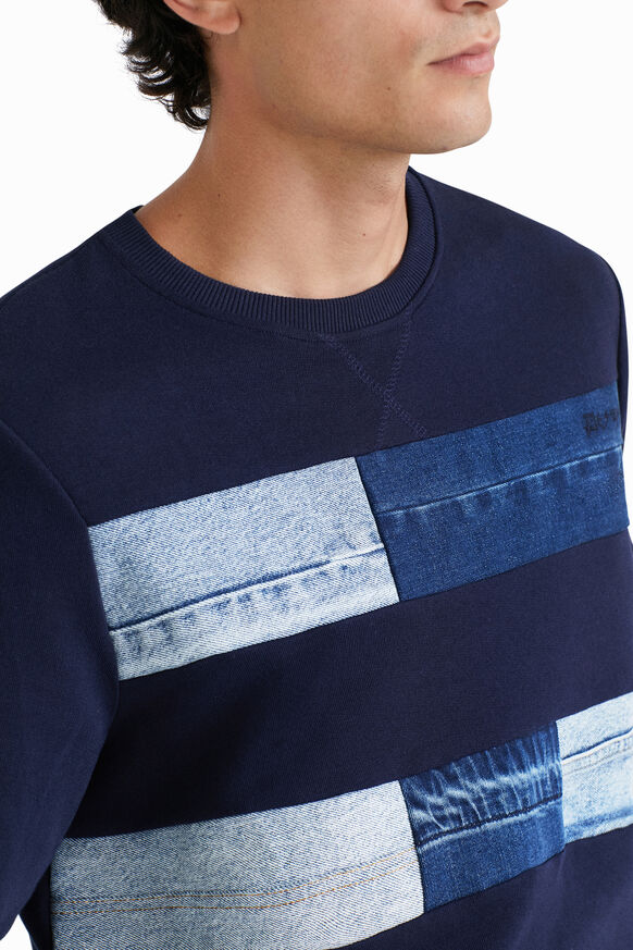 Plush sweatshirt denim patches | Desigual