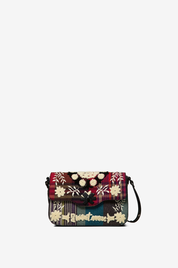 Tartan embroidered sling bag | Desigual