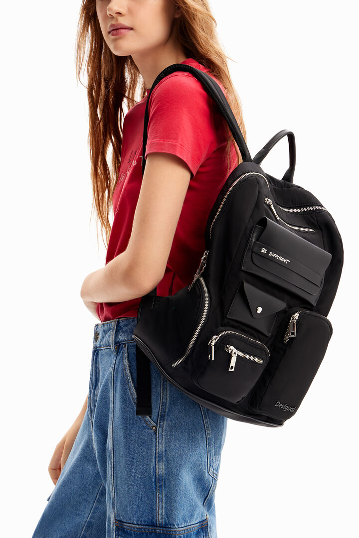 Large nylon pockets backpack | Desigual