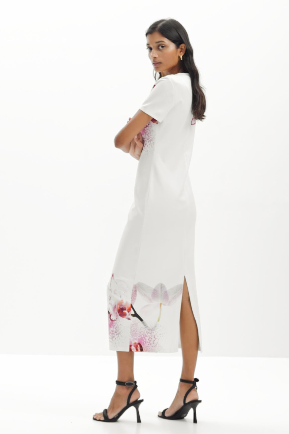Vestido midi orquideas M. Christian Lacroix