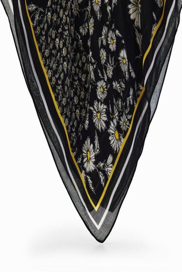 Rechthoekige sjaal met patch van madeliefjes | Desigual