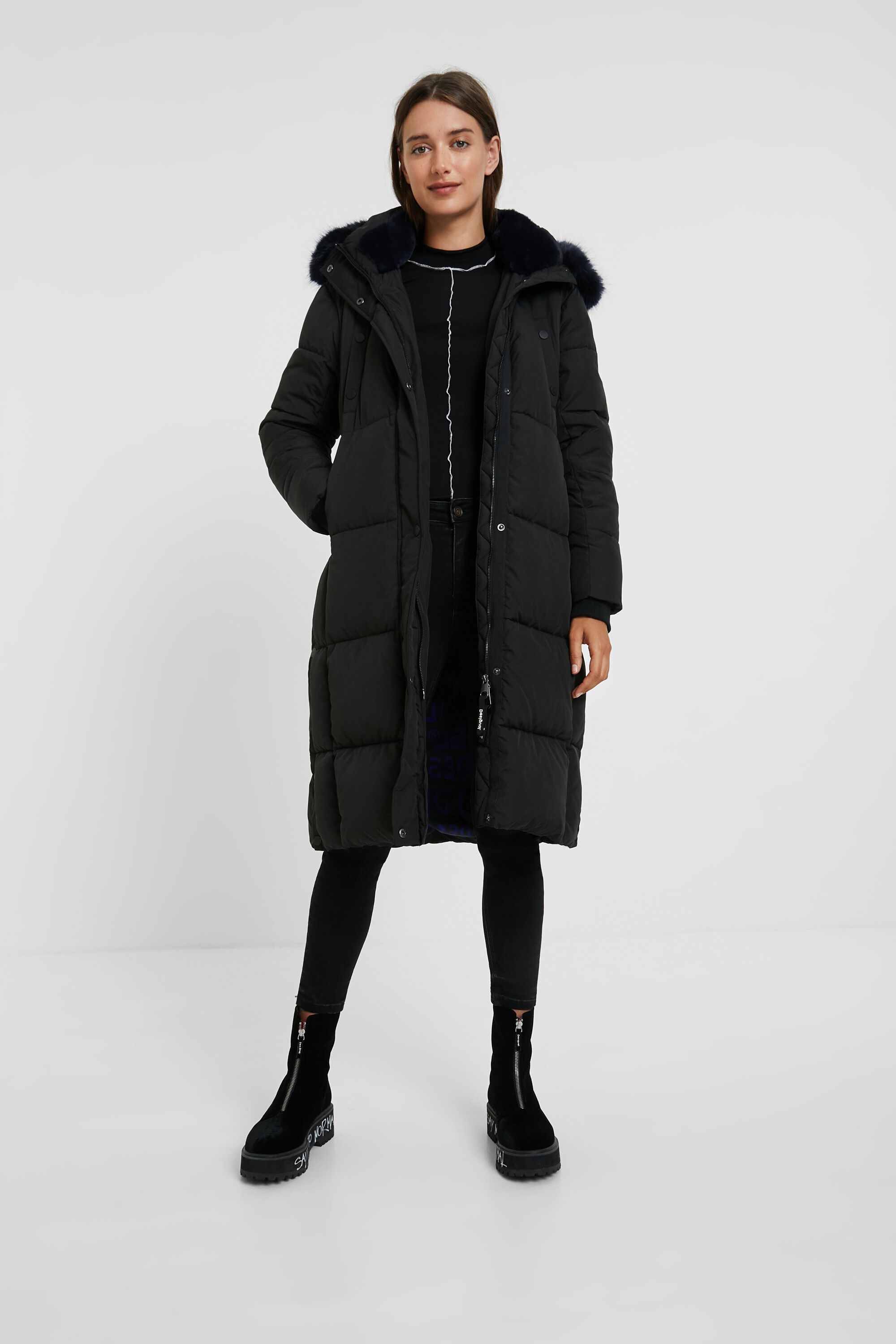 long straight padded coat