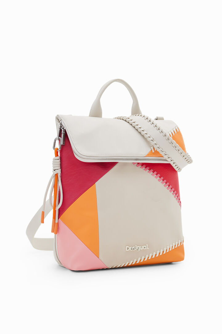 M multi-position patchwork backpack