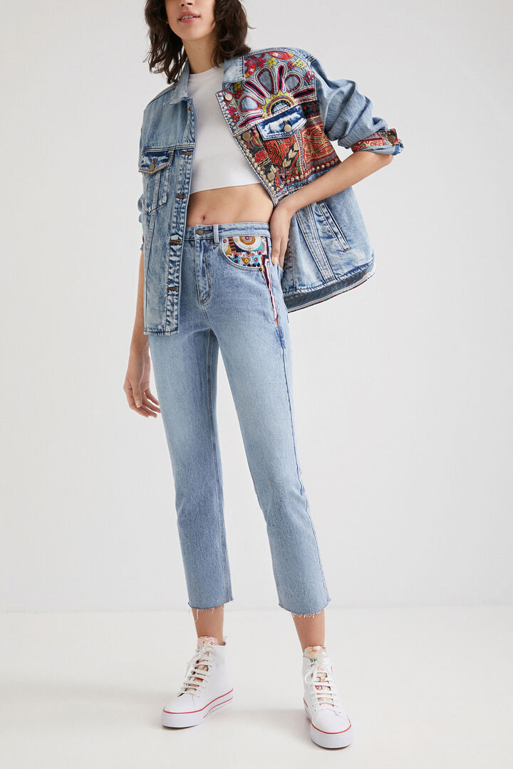 Vaquero Straight cropped cenefas | Desigual