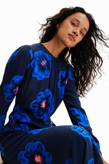 Long floral slit dress | Desigual