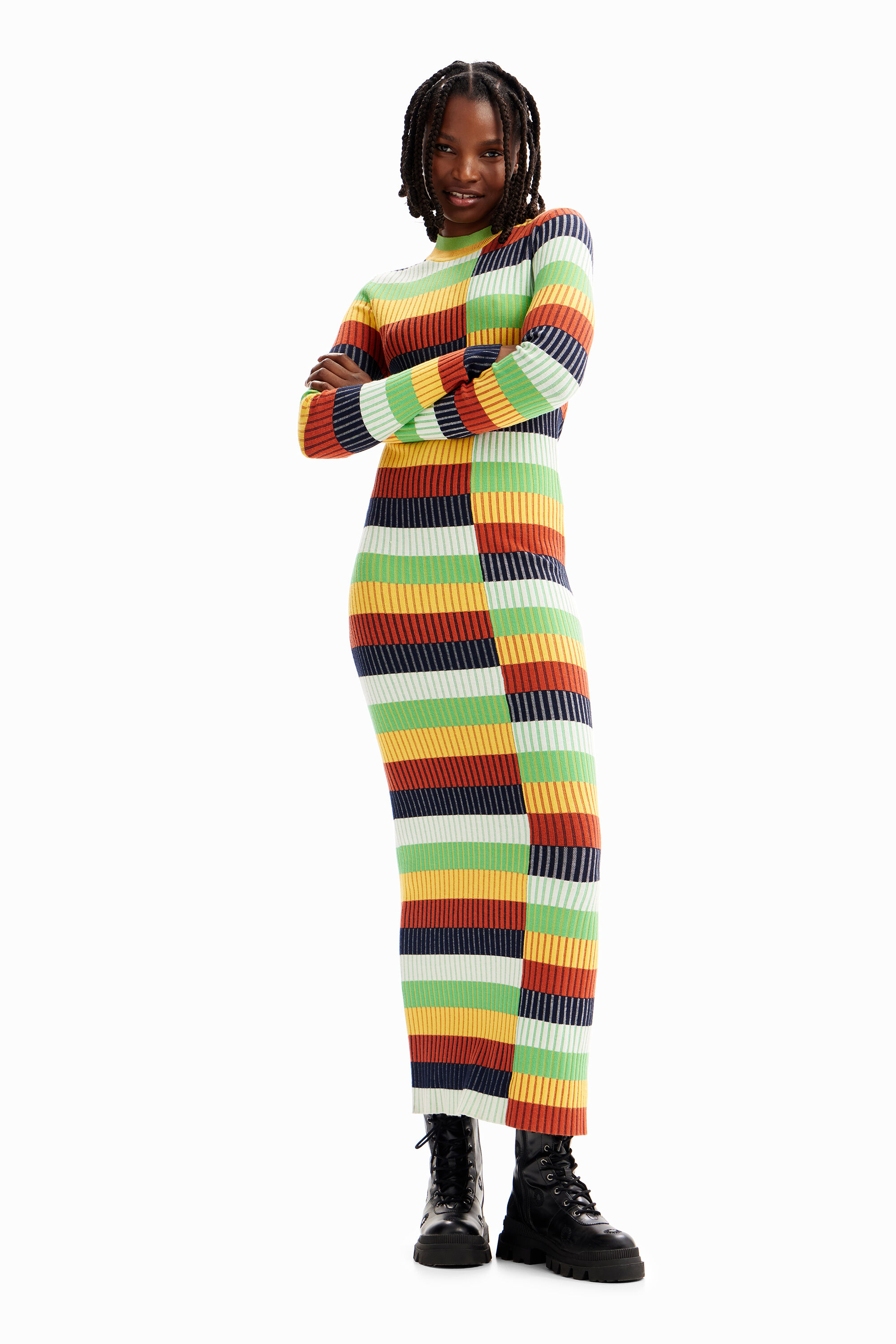Women s Striped knit midi dress I Desigual