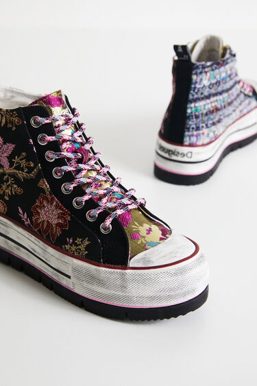 Asian patchwork high-top platform sneakers | Desigual