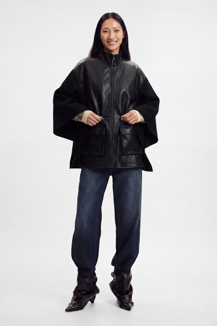 Poncho effet cuir