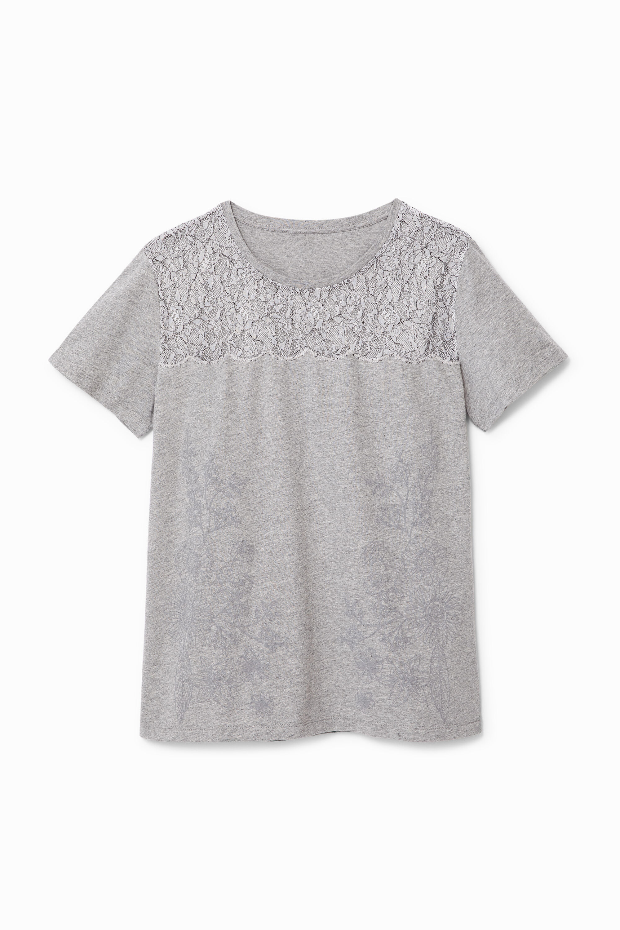 Blumiges T-Shirt mit Spitze