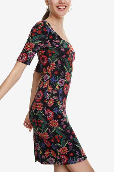 Slimfit jurk gebloemd ottoman Garden | Desigual