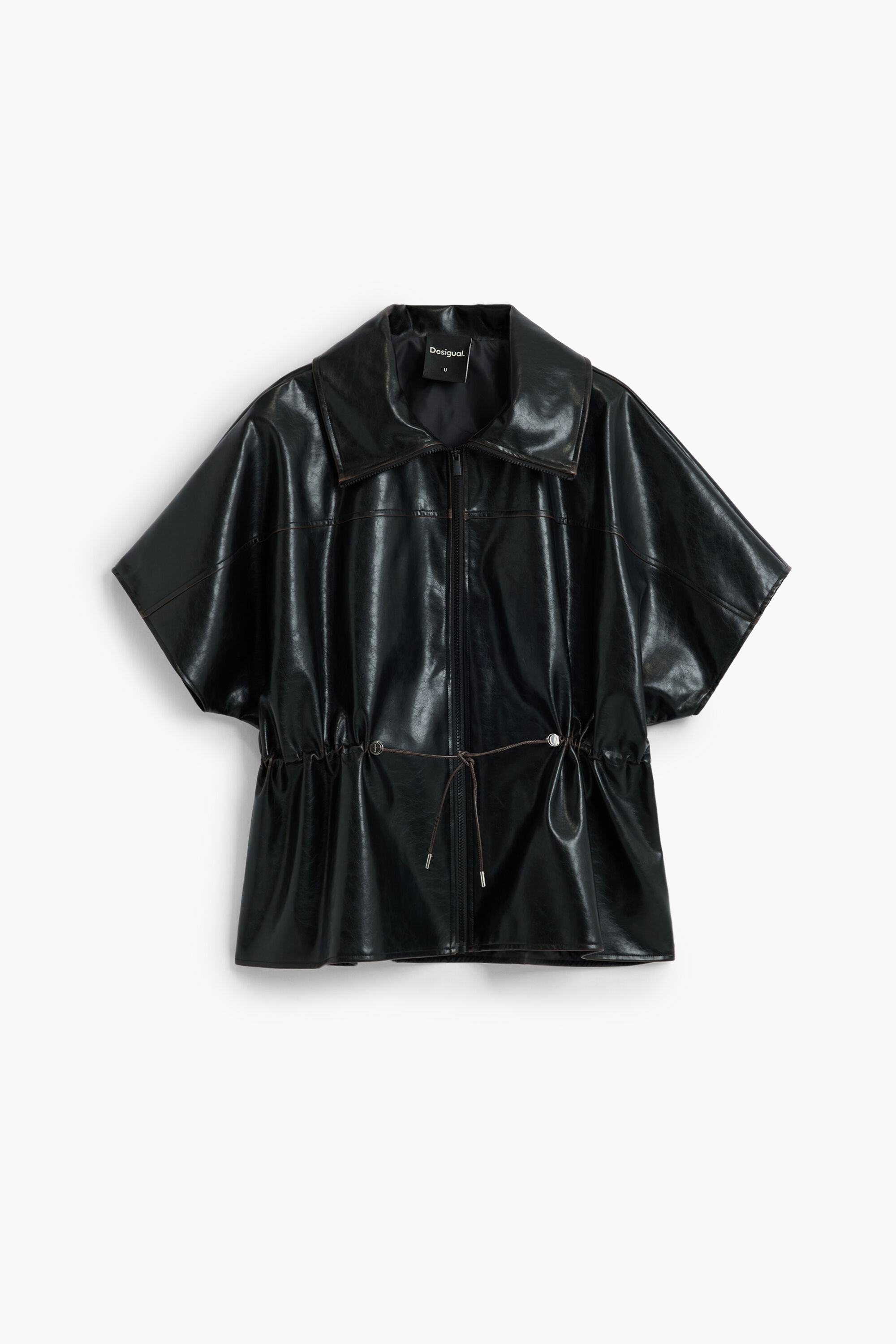 Desigual Donna Nero Poncho Effetto Pelle U