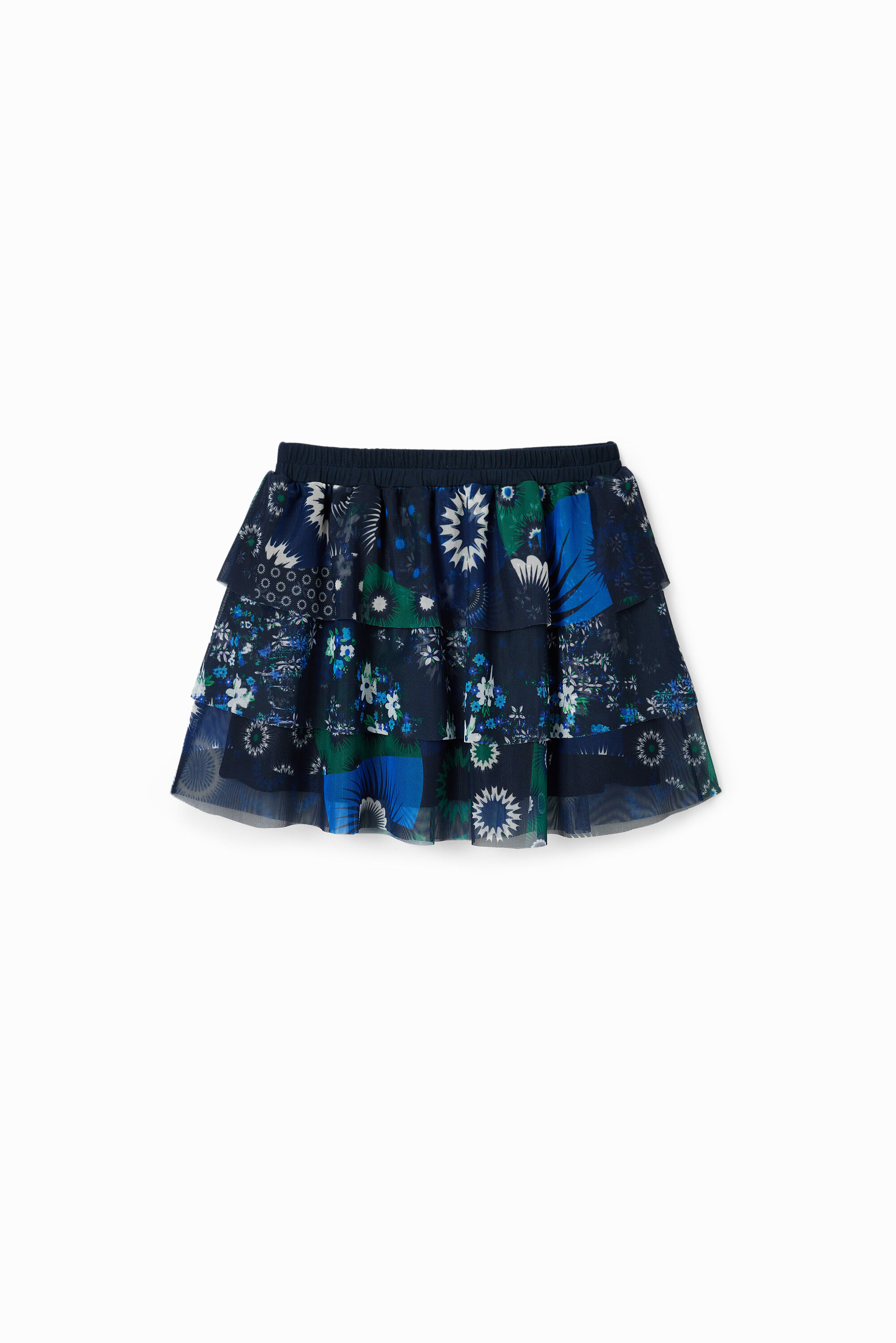 Floral tulle mini skirt