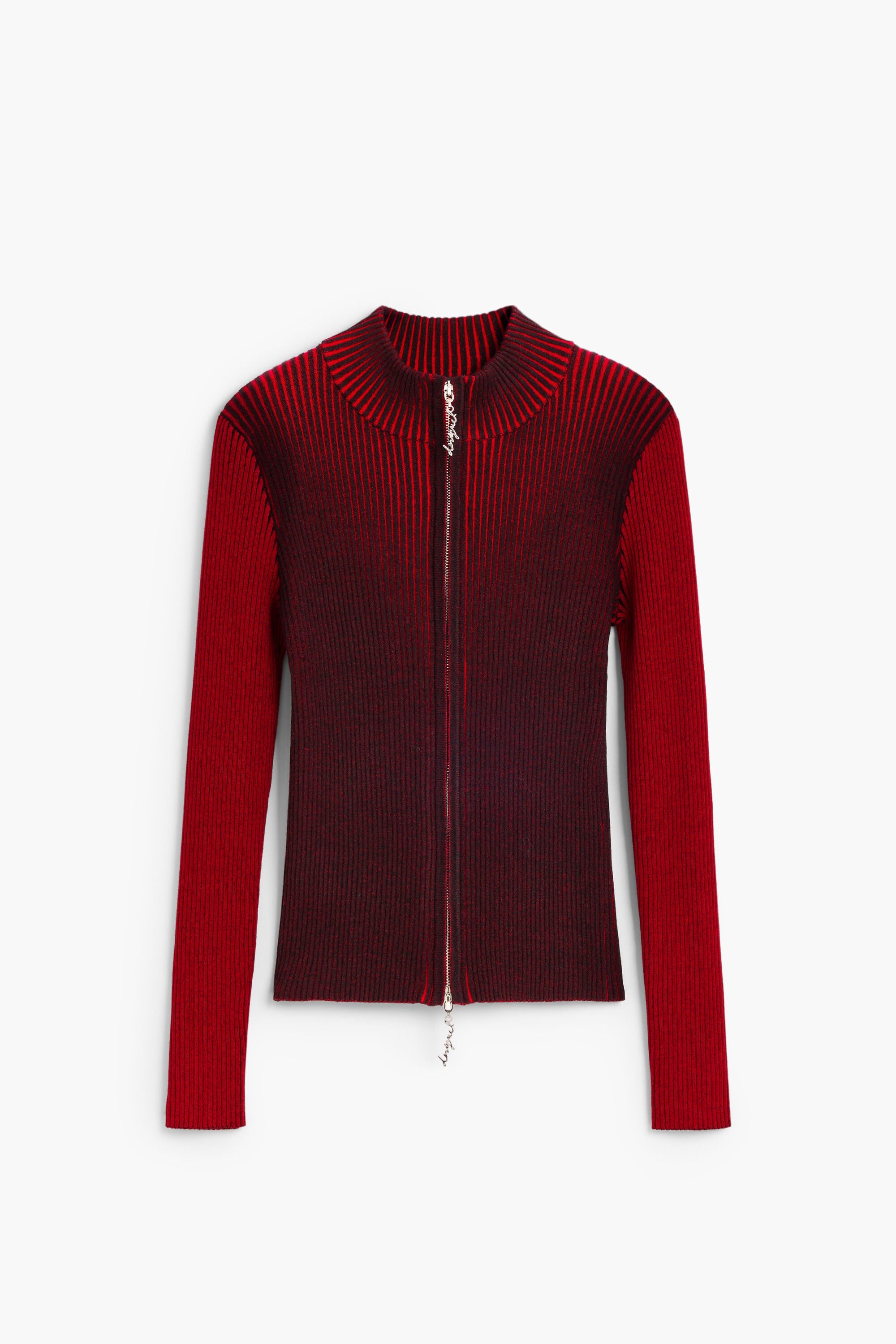 玉虫色ニットファスナー付きジャケット 赤 女性用 I Desigual.com