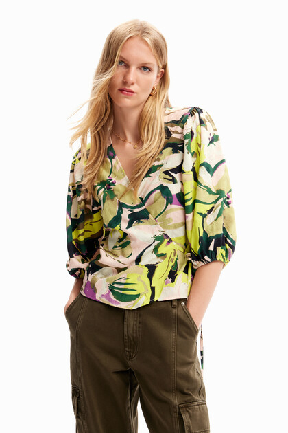 Floral wrap blouse
