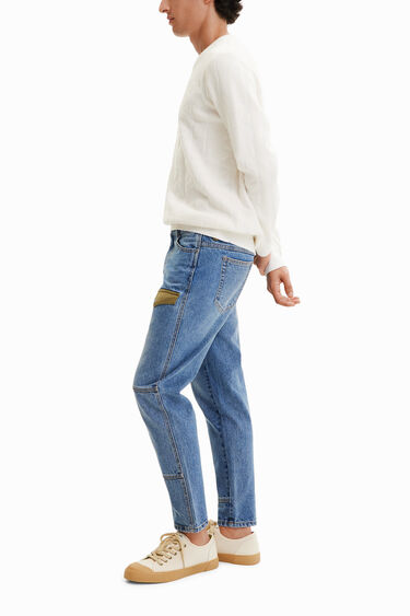Spodnie dżinsowe z prostymi nogawkami i patchworkowym nadrukiem | Desigual