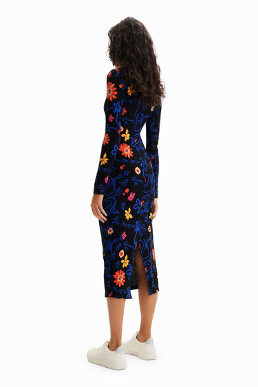 Vestido midi slim flores | Desigual