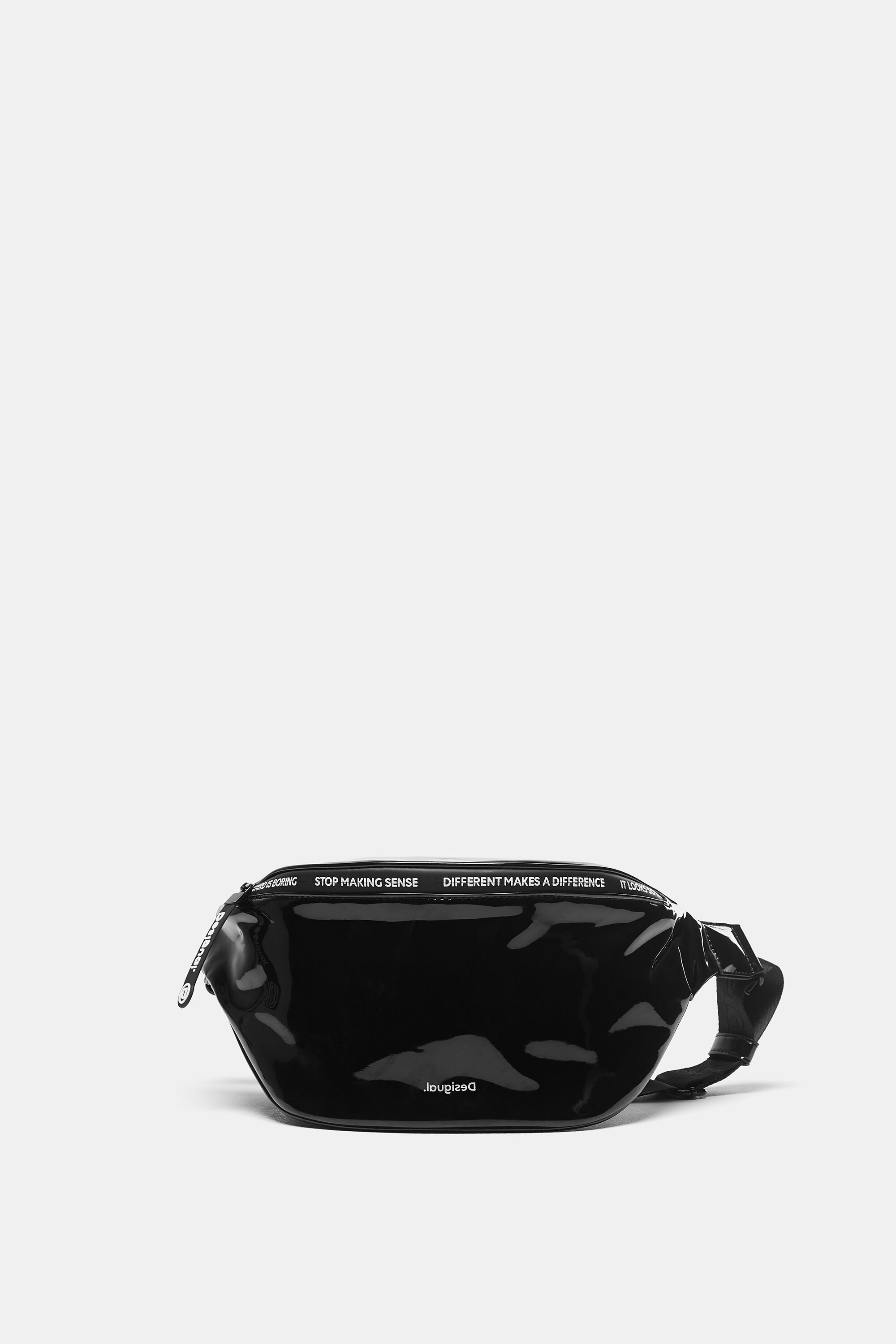 Patent leather sling bag messages