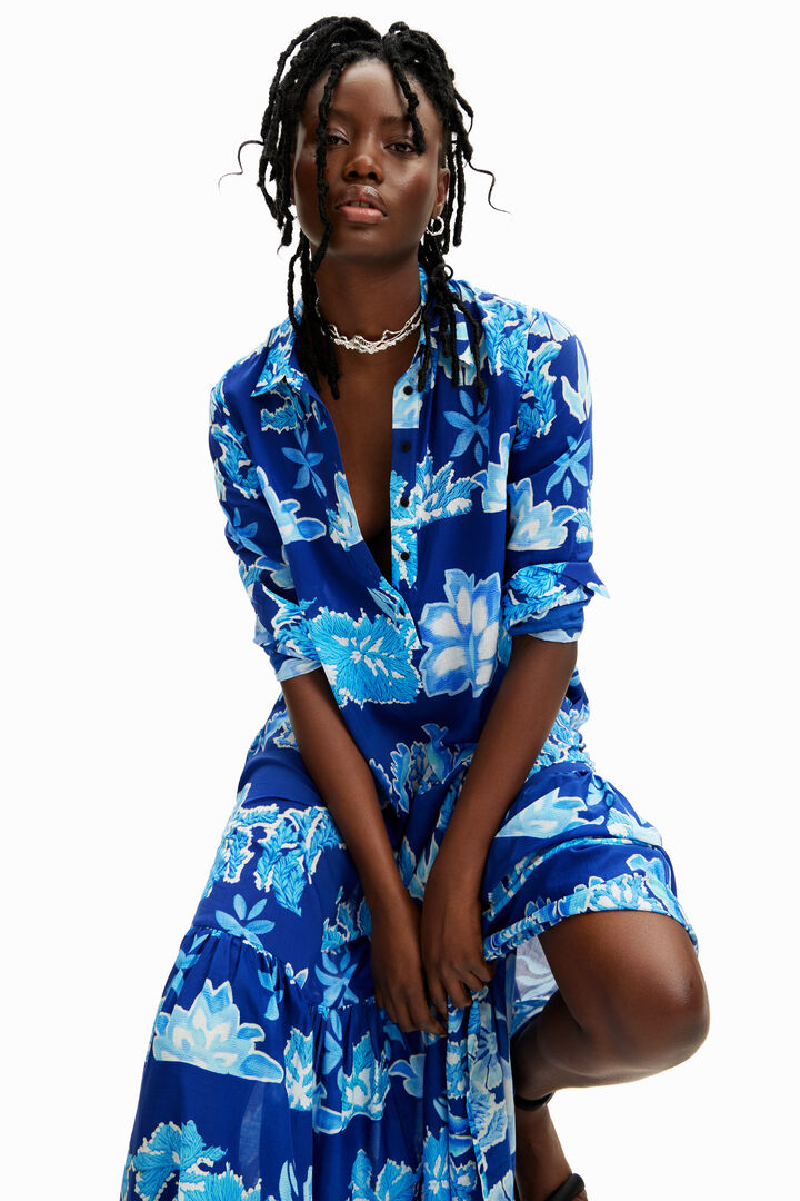 Robe chemise longue feuilles Stella Jean | Desigual