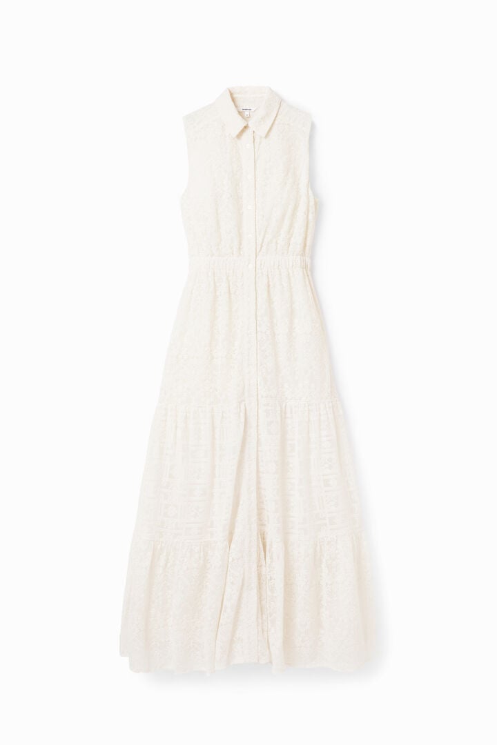 Vestido largo camisero bordados | Desigual