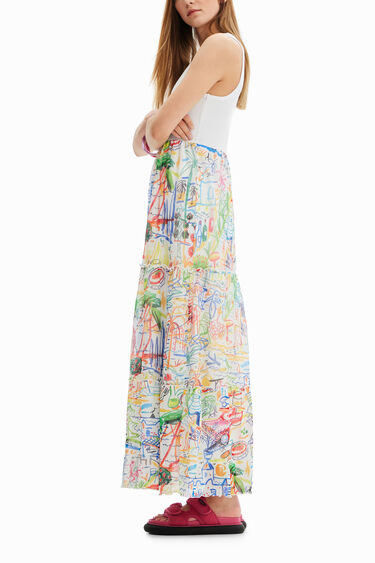 Vestit llarg combinat tul | Desigual