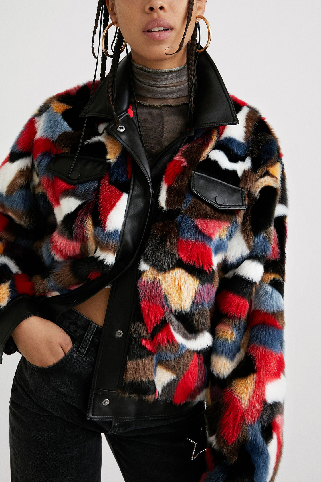koelkast Onophoudelijk Toestemming Loose fur jacket | Desigual.com